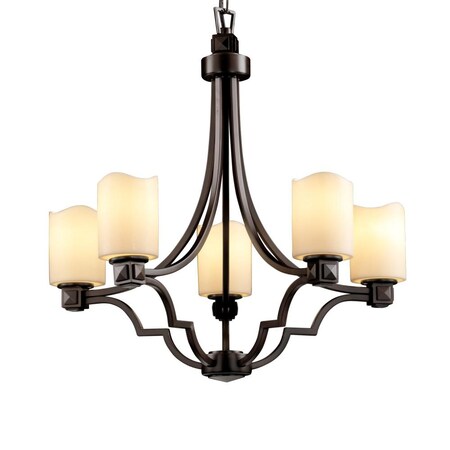 Justice Design CNDL-8500-14-CREM-MBLK Argyle Five Light Chandelier, Glass Options: CREM: Cream Shade, Choose Finish: Matte Black Finish, Choose Lamping Option: Standard Lamping